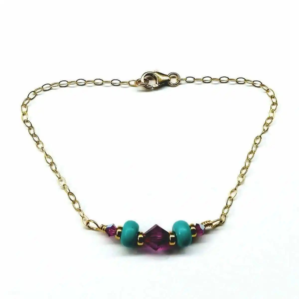 Handmade Gold Filled Pink Turquoise Gemstone Bracelet