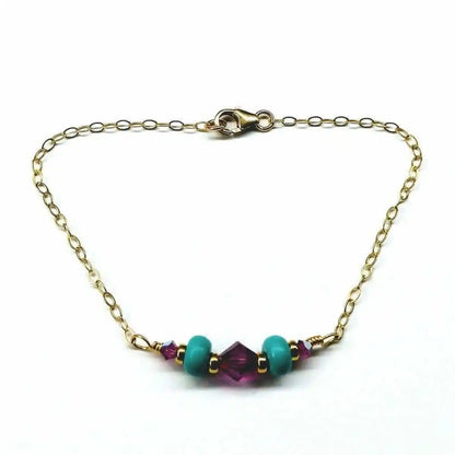 Handmade Gold Filled Pink Turquoise Gemstone Bracelet