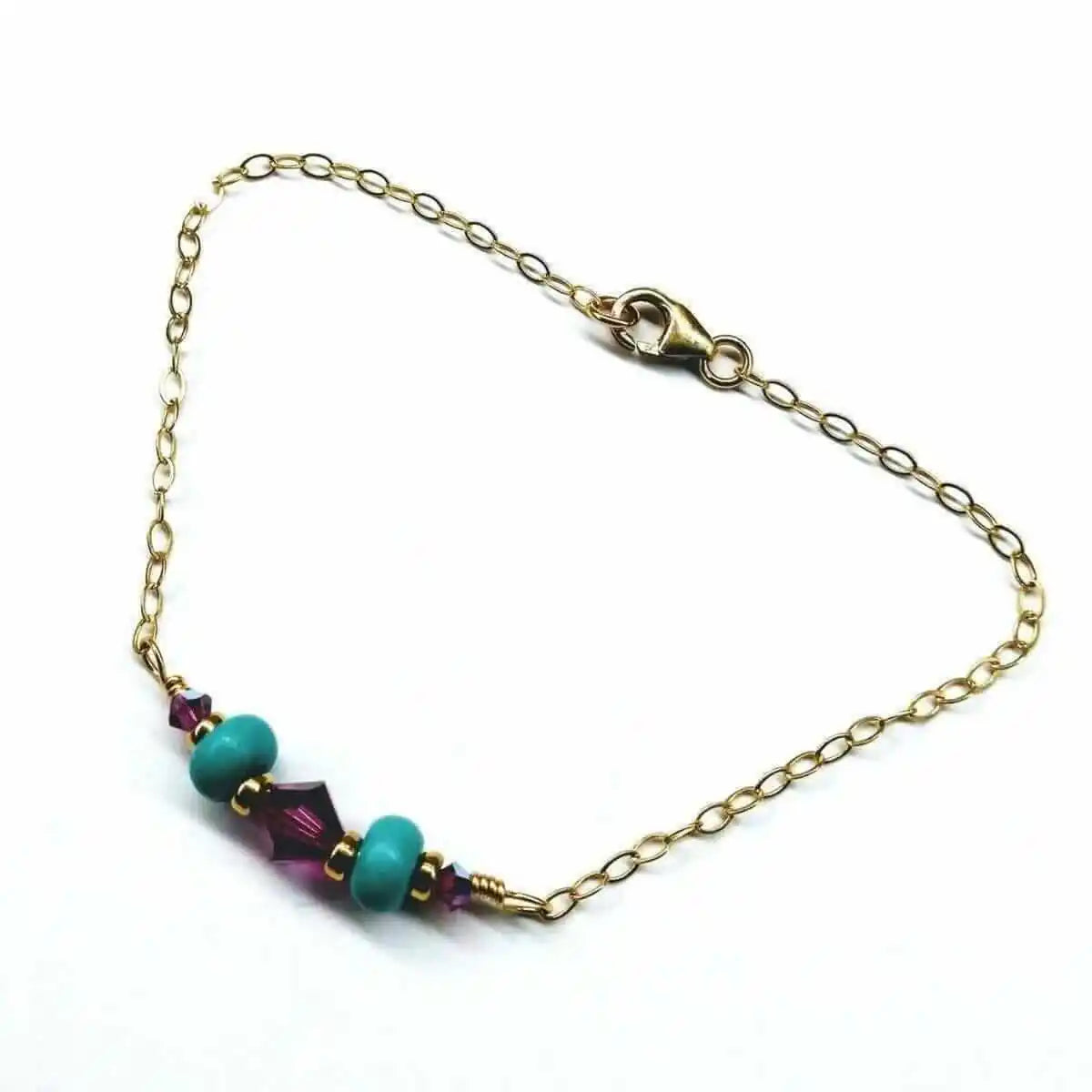 Handmade Gold Filled Pink Turquoise Gemstone Bracelet