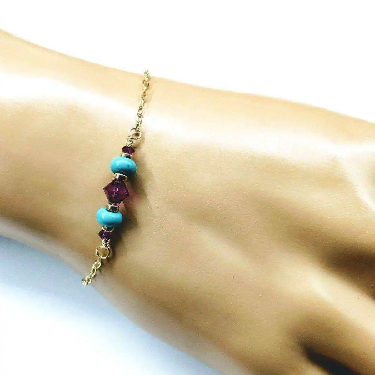 Handmade Gold Filled Pink Turquoise Gemstone Bracelet