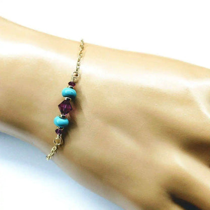 Handmade Gold Filled Pink Turquoise Gemstone Bracelet