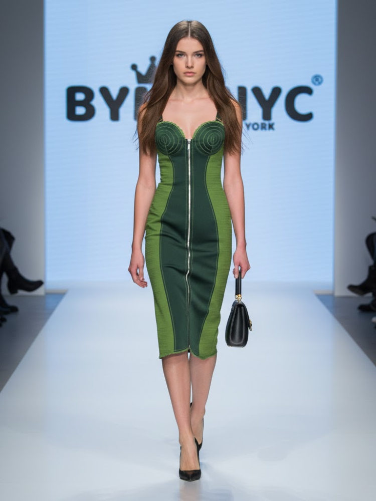 Green Midi Day Dress CENTRAL PARK: Prêt-À-Porter Line BYMANYC ® New York