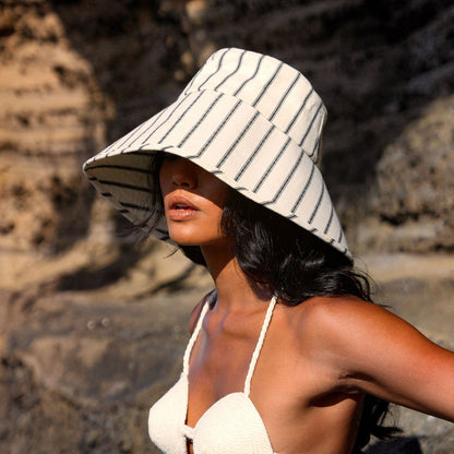 HARPER Handwoven Striped Wide-Brim Hat