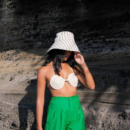 HARPER Handwoven Striped Wide-Brim Hat
