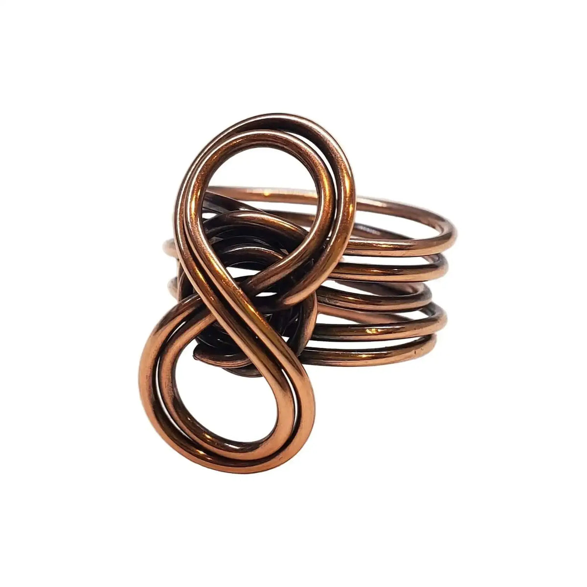 Handmade Copper Sculpted Double Infinity Eternity Ring