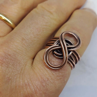 Handmade Copper Sculpted Double Infinity Eternity Ring