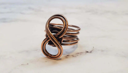Handmade Copper Sculpted Double Infinity Eternity Ring
