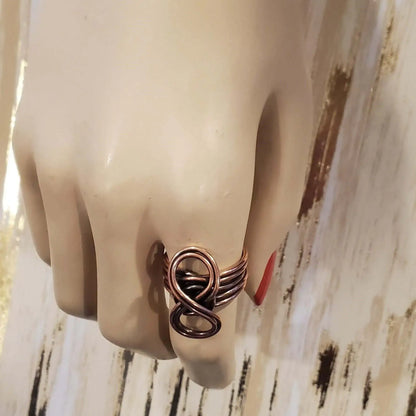 Handmade Copper Sculpted Double Infinity Eternity Ring
