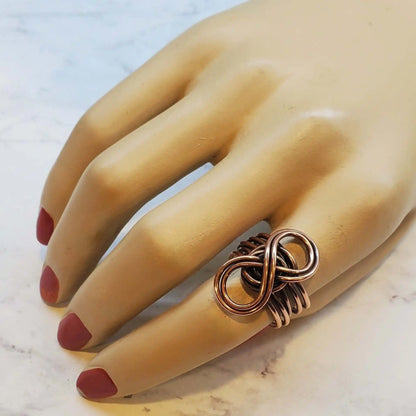 Handmade Copper Sculpted Double Infinity Eternity Ring