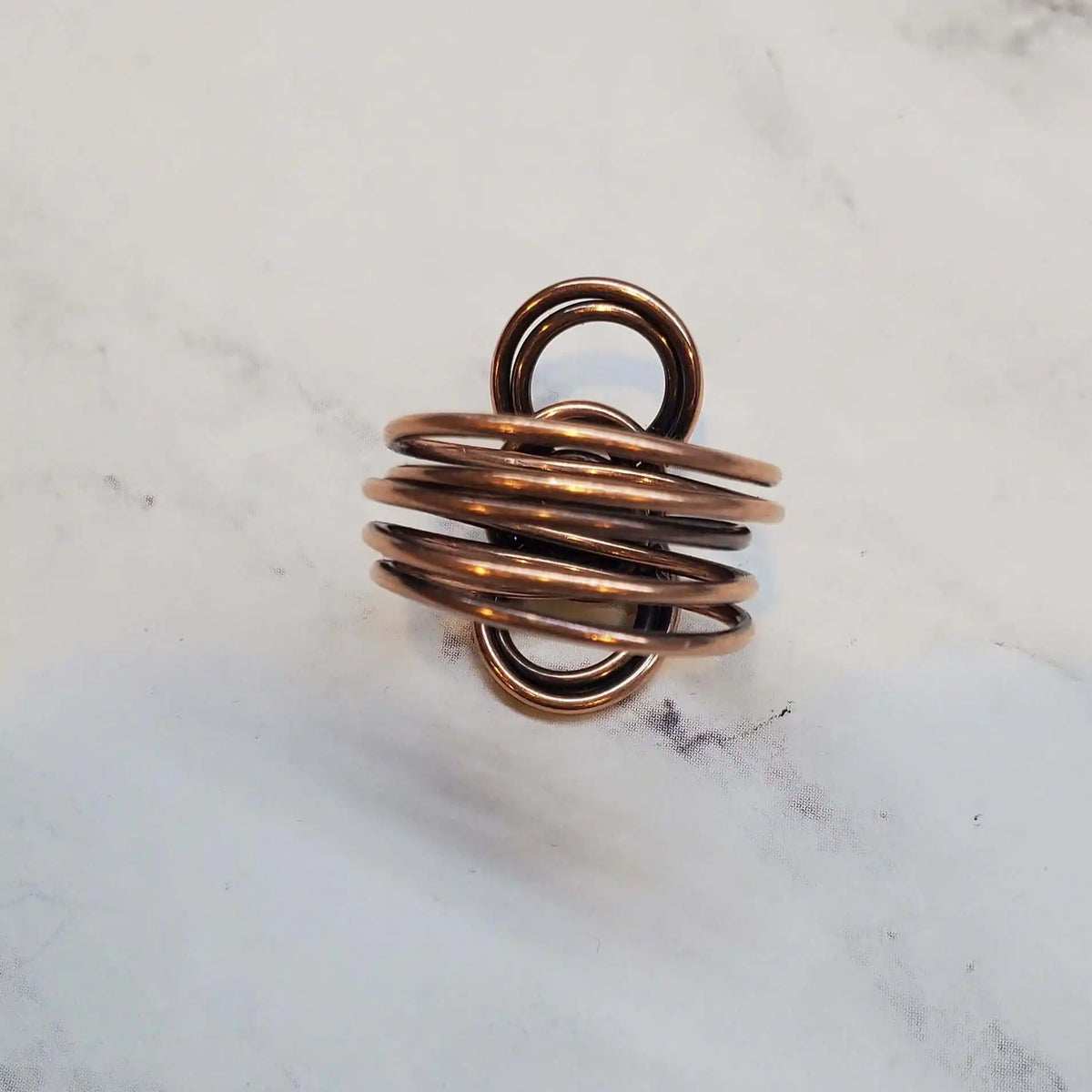 Handmade Copper Sculpted Double Infinity Eternity Ring