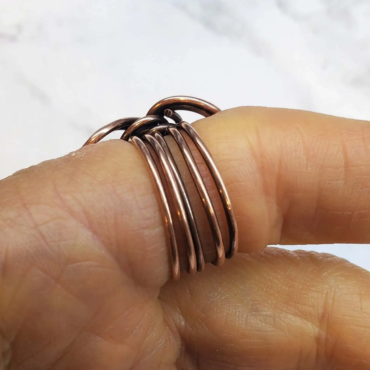 Handmade Copper Sculpted Double Infinity Eternity Ring