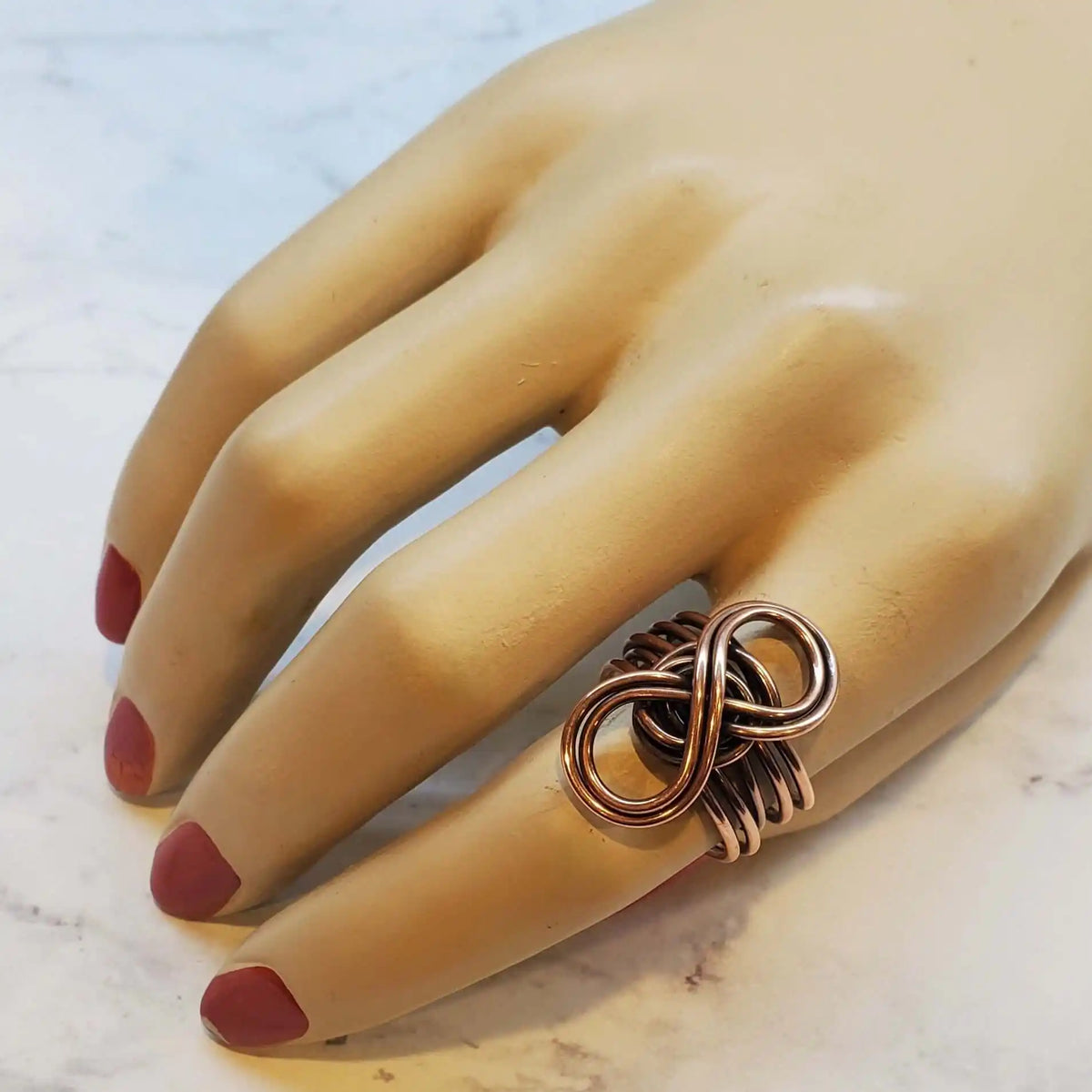Handmade Copper Sculpted Double Infinity Eternity Ring