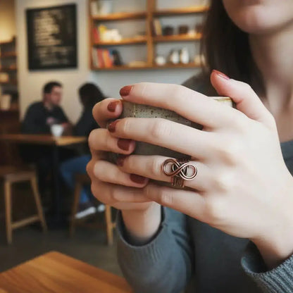 Handmade Copper Sculpted Double Infinity Eternity Ring