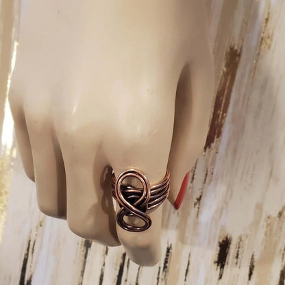 Handmade Copper Sculpted Double Infinity Eternity Ring
