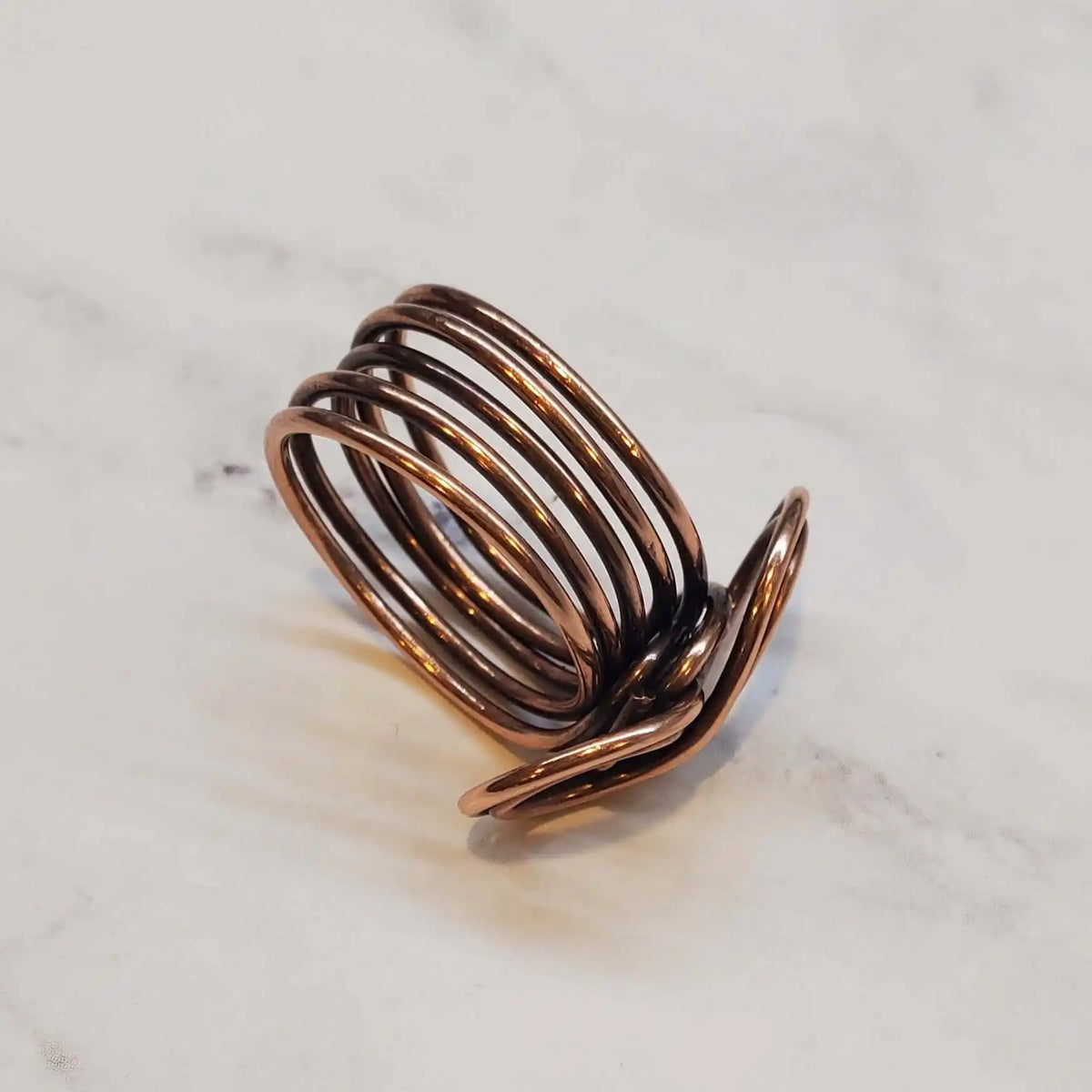 Handmade Copper Sculpted Double Infinity Eternity Ring