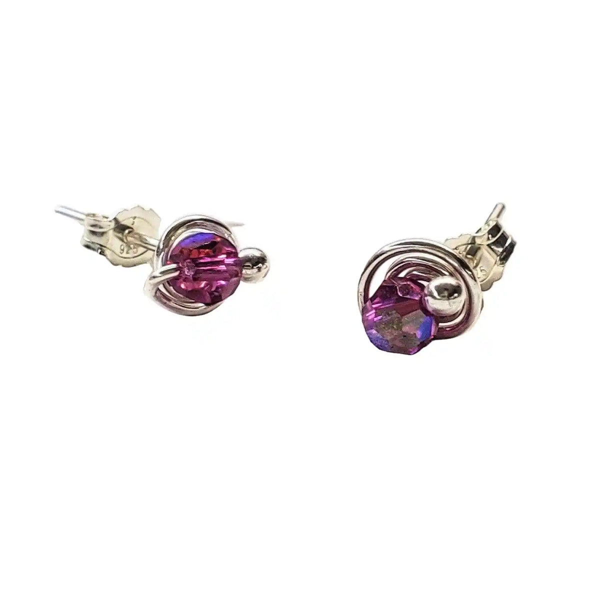 4mm Handmade Silver Crystal Spiral Ear Studs