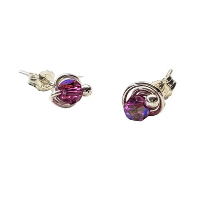 4mm Handmade Silver Crystal Spiral Ear Studs