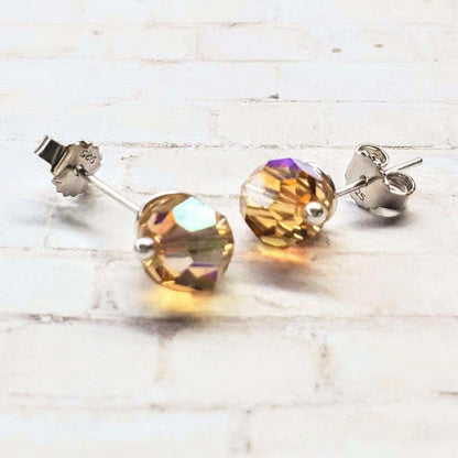 4mm Handmade Silver Crystal Spiral Ear Studs