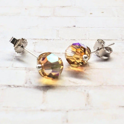 4mm Handmade Silver Crystal Spiral Ear Studs