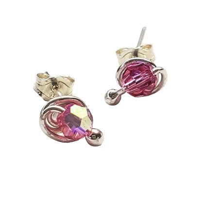4mm Handmade Silver Crystal Spiral Ear Studs
