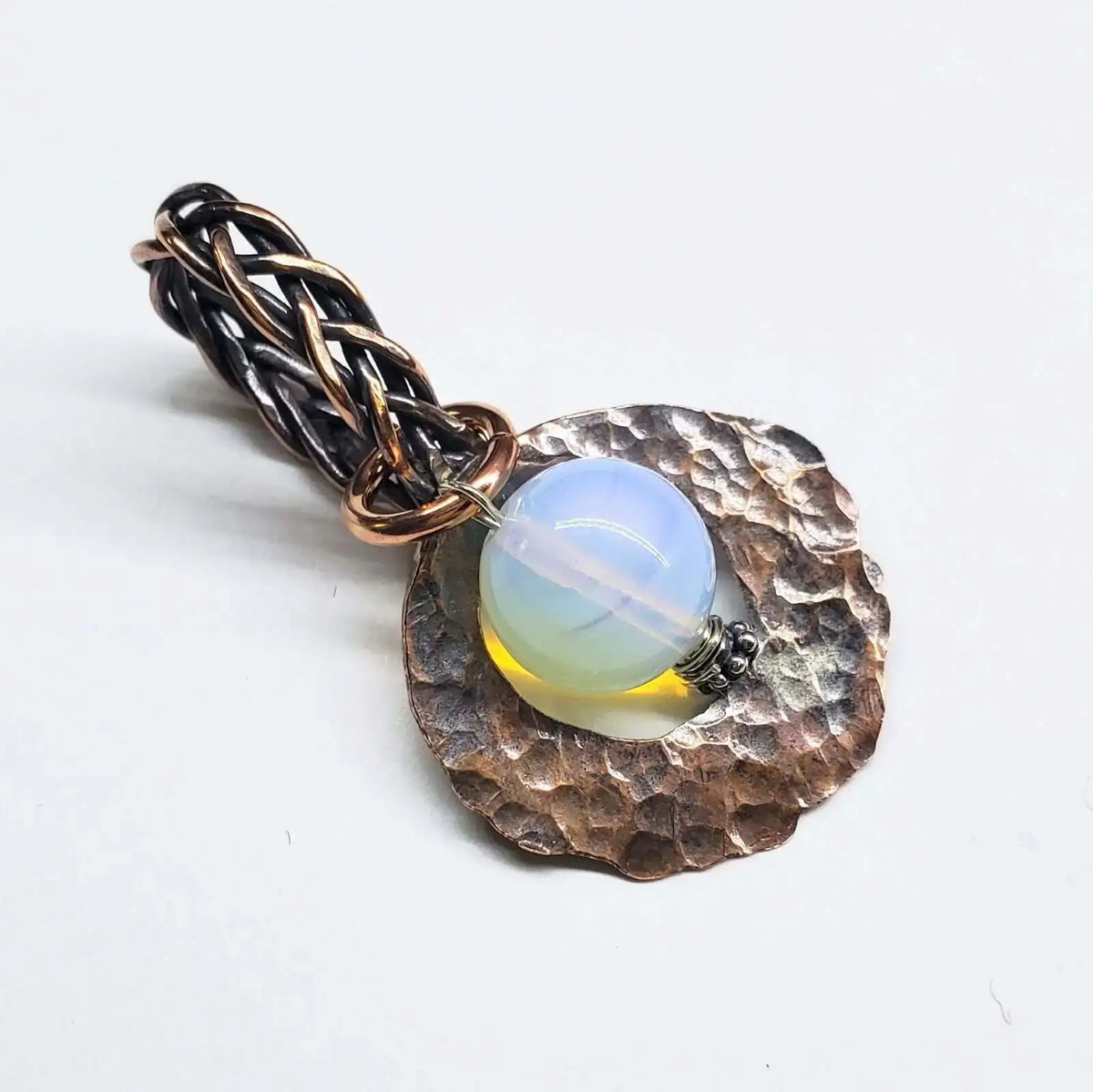 Handmade Copper Wire Braided Bail Gemstone Necklace