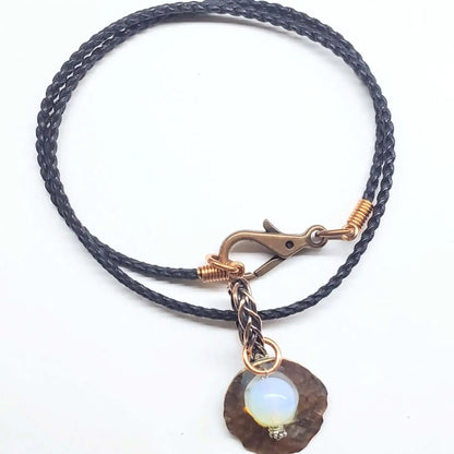 Handmade Copper Wire Braided Bail Gemstone Necklace