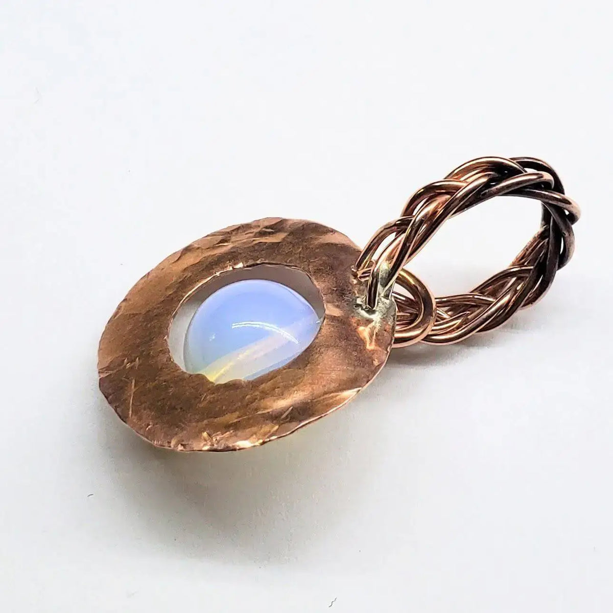 Handmade Copper Wire Braided Bail Gemstone Necklace