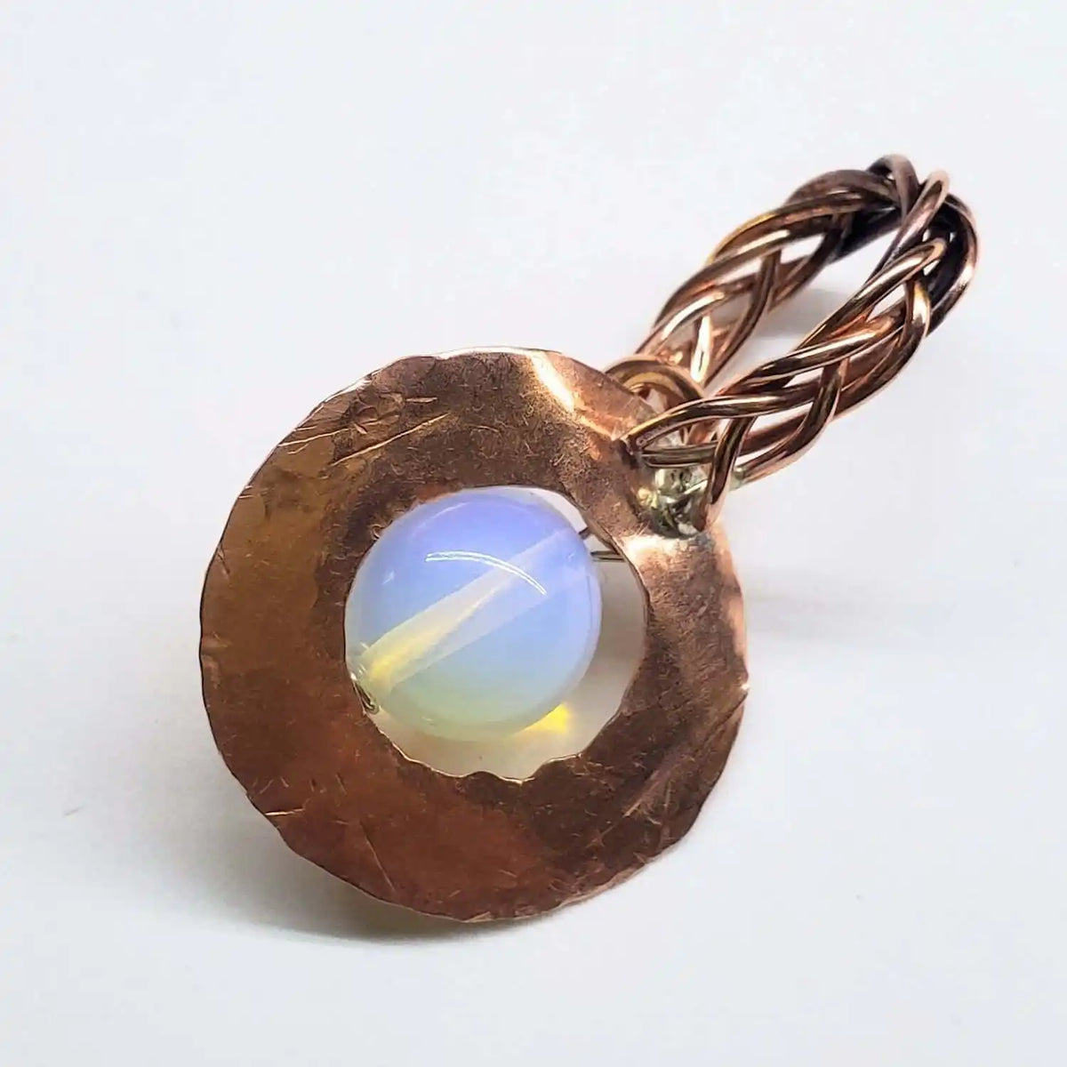 Handmade Copper Wire Braided Bail Gemstone Necklace