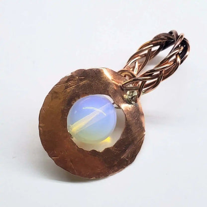 Handmade Copper Wire Braided Bail Gemstone Necklace