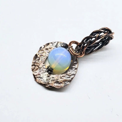 Handmade Copper Wire Braided Bail Gemstone Necklace