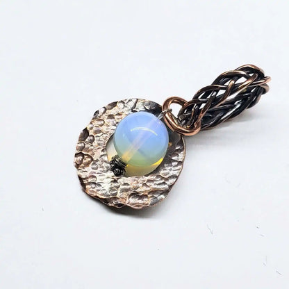 Handmade Copper Wire Braided Bail Gemstone Necklace