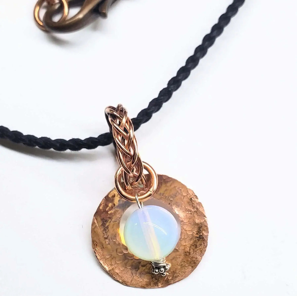 Handmade Copper Wire Braided Bail Gemstone Necklace