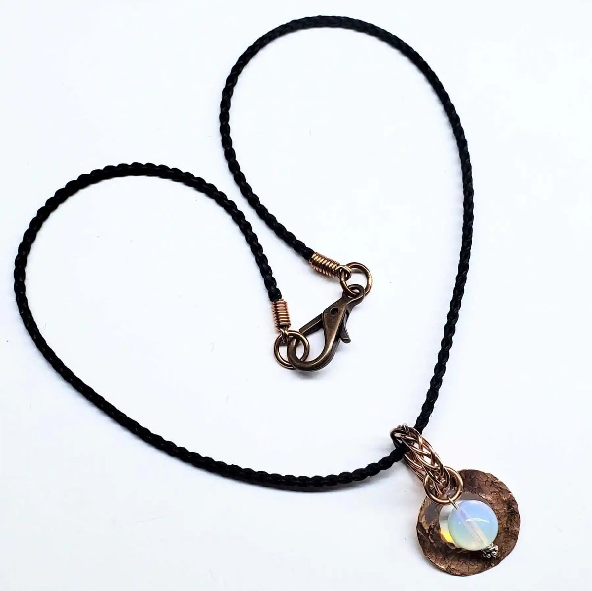 Handmade Copper Wire Braided Bail Gemstone Necklace