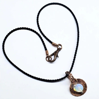 Handmade Copper Wire Braided Bail Gemstone Necklace