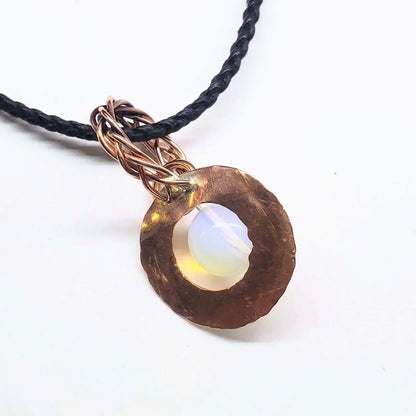 Handmade Copper Wire Braided Bail Gemstone Necklace