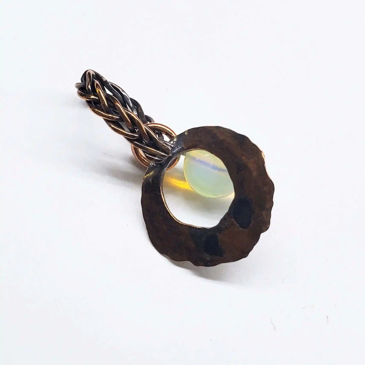 Handmade Copper Wire Braided Bail Gemstone Necklace