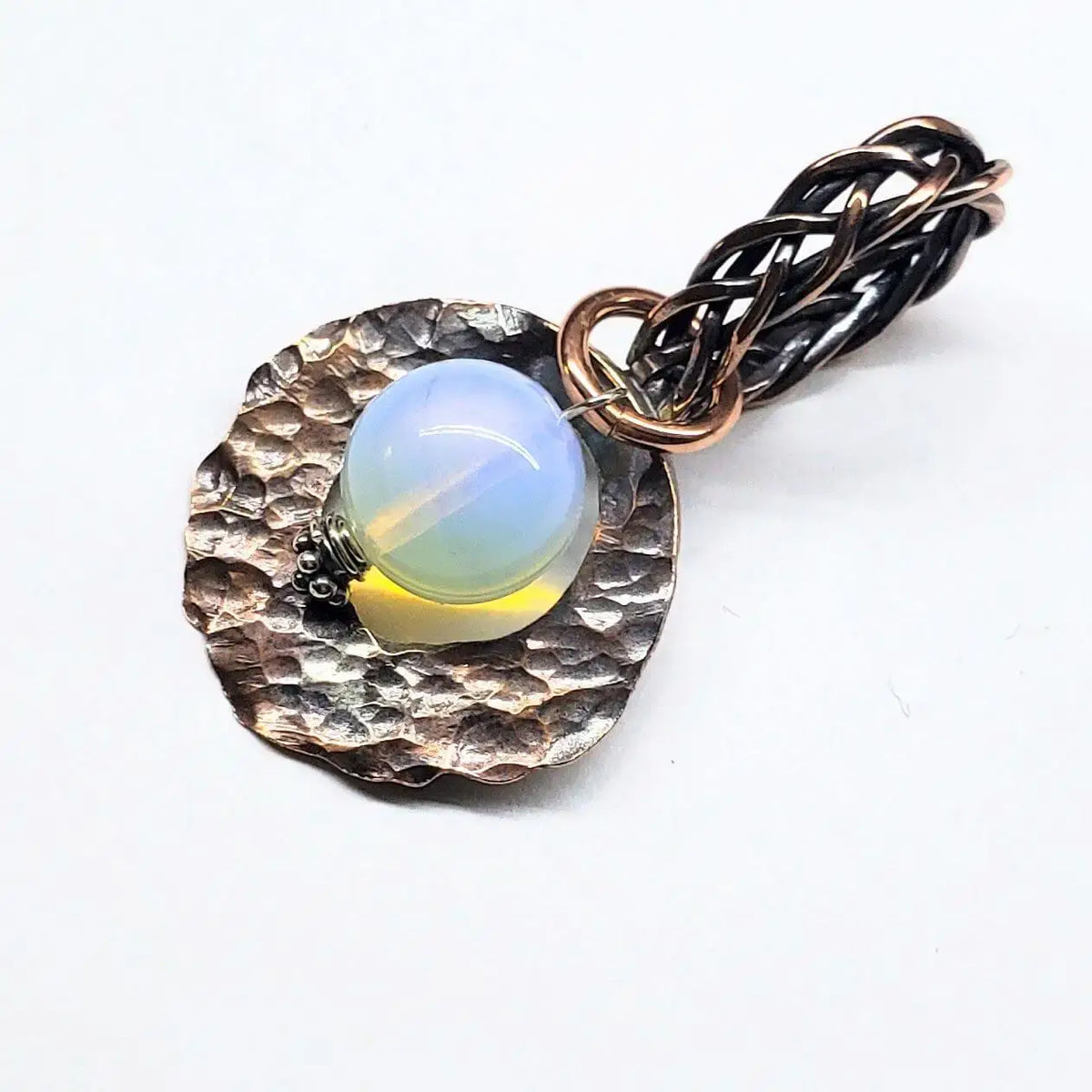 Handmade Copper Wire Braided Bail Gemstone Necklace