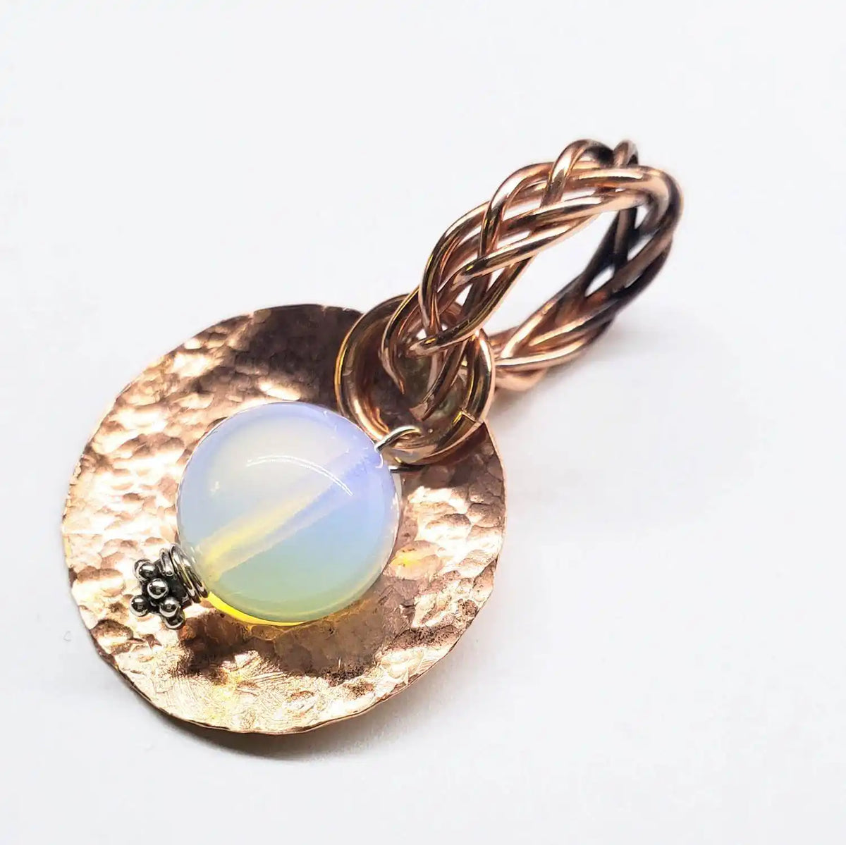 Handmade Copper Wire Braided Bail Gemstone Necklace