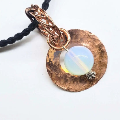 Handmade Copper Wire Braided Bail Gemstone Necklace