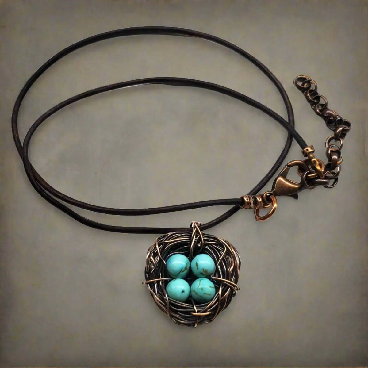 Handmade Copper Robin Nest Necklace With Up to 5 Beads