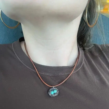 Handmade Copper Robin Nest Necklace With Up to 5 Beads