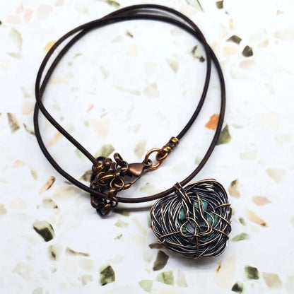 Handmade Copper Robin Nest Necklace With Up to 5 Beads