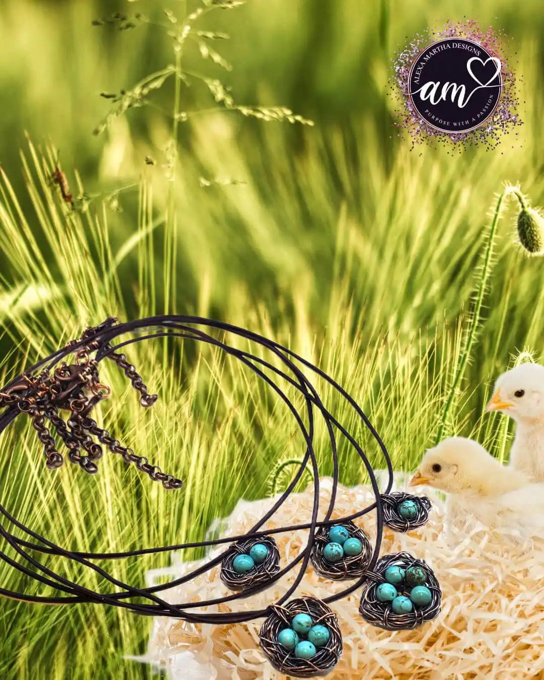 Handmade Copper Robin Nest Necklace With Up to 5 Beads