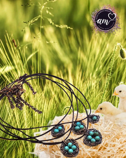 Handmade Copper Robin Nest Necklace With Up to 5 Beads