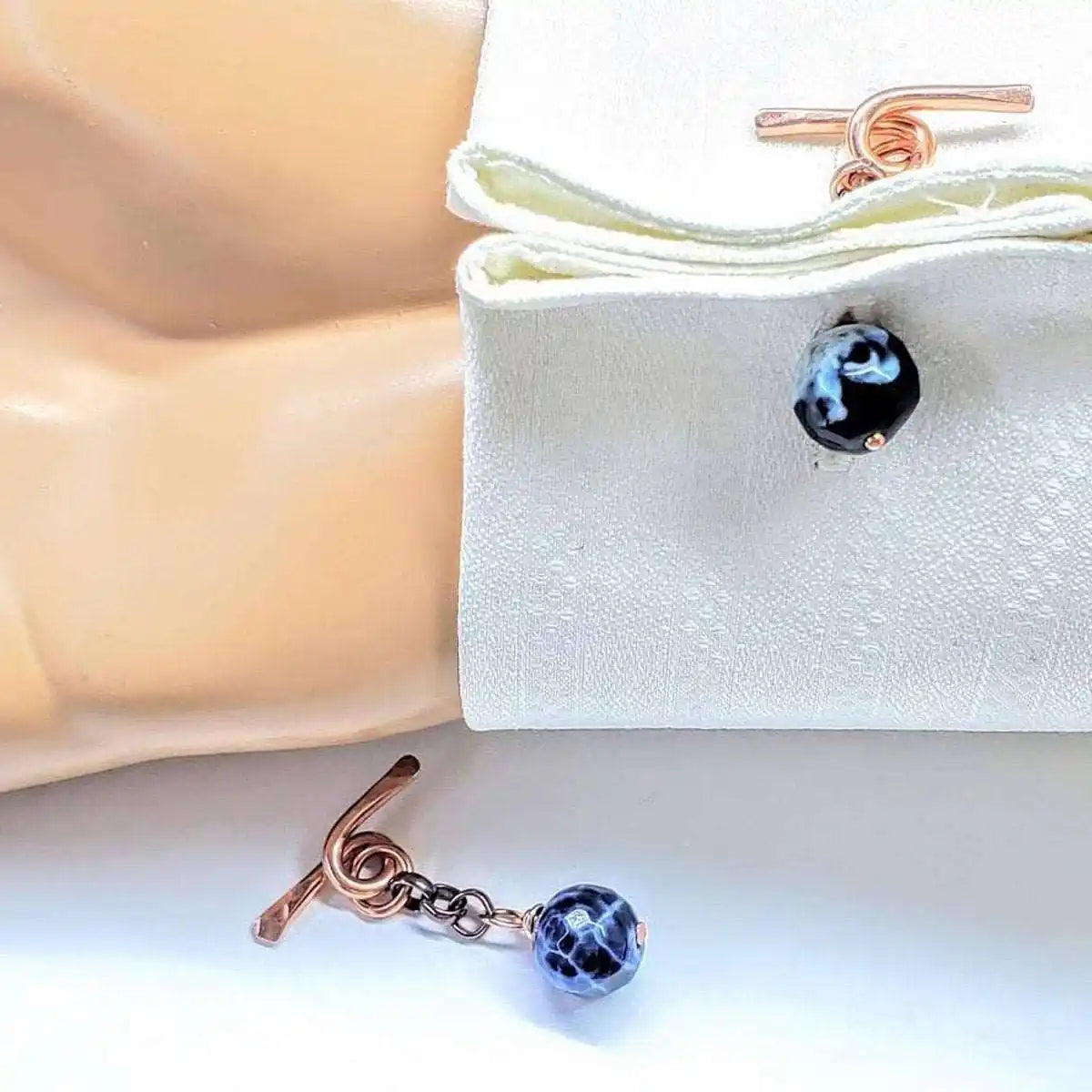 Hammered Copper Child Abuse Prevention Chain Cufflinks