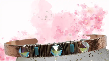 Handmade Copper Turquoise Crystal Spike Cuff