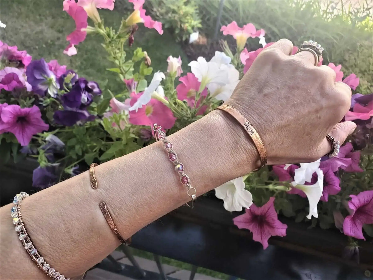 Handmade MOM Stamped Copper Cuff