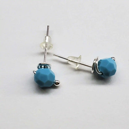 Handmade 6mm Silver Spiral Crystal Stud Earrings