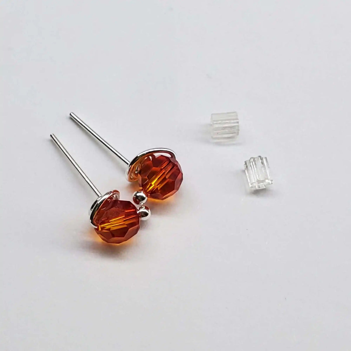 Handmade 6mm Silver Spiral Crystal Stud Earrings
