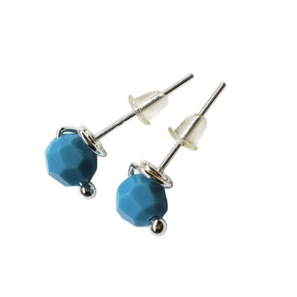 Handmade 6mm Silver Spiral Crystal Stud Earrings